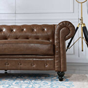 Retro style brown pu couch chesterfield sofas additional photo 5 of 16