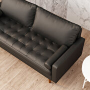 Wideth vegan leather square arm sofa polyvinyl chloride black additional photo 2 of 11