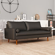 Wideth vegan leather square arm sofa polyvinyl chloride black additional photo 4 of 11