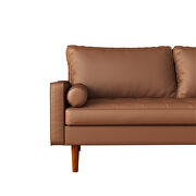 Wide square arm sofa polyvinyl chloride sofa brown with toss pillows by La Spezia additional picture 11