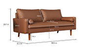 Wide square arm sofa polyvinyl chloride sofa brown with toss pillows by La Spezia additional picture 12