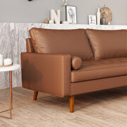 Wide square arm sofa polyvinyl chloride sofa brown with toss pillows by La Spezia additional picture 6