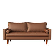 Wide square arm sofa polyvinyl chloride sofa brown with toss pillows by La Spezia additional picture 7