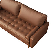 Wide square arm sofa polyvinyl chloride sofa brown with toss pillows by La Spezia additional picture 8