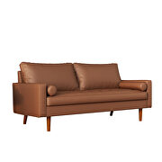 Wide square arm sofa polyvinyl chloride sofa brown with toss pillows by La Spezia additional picture 9