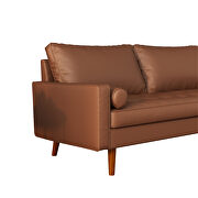 Wide square arm sofa polyvinyl chloride sofa brown with toss pillows by La Spezia additional picture 10