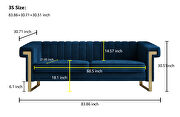 Mid-century channel tufted blue velvet sofa additional photo 2 of 14