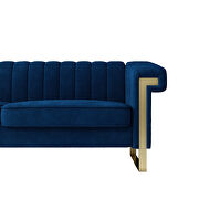 Mid-century channel tufted blue velvet sofa by La Spezia additional picture 11