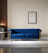Mid-century channel tufted blue velvet sofa by La Spezia additional picture 13