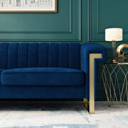 Mid-century channel tufted blue velvet sofa by La Spezia additional picture 14