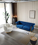Mid-century channel tufted blue velvet sofa by La Spezia additional picture 6
