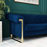 Mid-century channel tufted blue velvet sofa by La Spezia additional picture 7