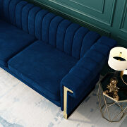 Mid-century channel tufted blue velvet sofa by La Spezia additional picture 8