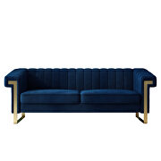 Mid-century channel tufted blue velvet sofa by La Spezia additional picture 10