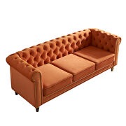 Chesterfield style orange velvet tufted sofa by La Spezia additional picture 5