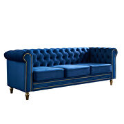 Chesterfield style navy blue velvet tufted sofa by La Spezia additional picture 11