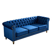 Chesterfield style navy blue velvet tufted sofa by La Spezia additional picture 10