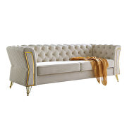 Gold trim diamond tufted pattern velvet fabric sofa by La Spezia additional picture 3