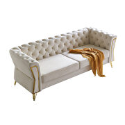 Gold trim diamond tufted pattern velvet fabric sofa by La Spezia additional picture 7