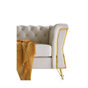 Gold trim diamond tufted pattern velvet fabric sofa by La Spezia additional picture 8