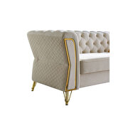 Gold trim diamond tufted pattern velvet fabric sofa by La Spezia additional picture 9