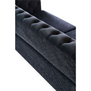 Gold trim diamond tufted pattern black velvet fabric sofa by La Spezia additional picture 2