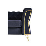 Gold trim diamond tufted pattern black velvet fabric sofa by La Spezia additional picture 13