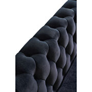 Gold trim diamond tufted pattern black velvet fabric sofa by La Spezia additional picture 4