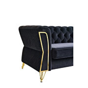 Gold trim diamond tufted pattern black velvet fabric sofa by La Spezia additional picture 5