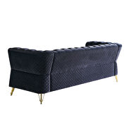Gold trim diamond tufted pattern black velvet fabric sofa by La Spezia additional picture 7