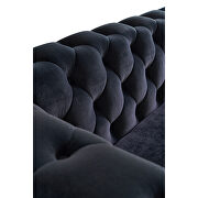 Gold trim diamond tufted pattern black velvet fabric sofa by La Spezia additional picture 9
