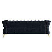 Gold trim diamond tufted pattern black velvet fabric sofa by La Spezia additional picture 10