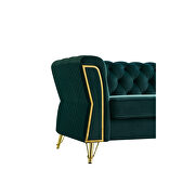 Gold trim diamond tufted pattern green velvet fabric sofa by La Spezia additional picture 11