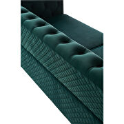 Gold trim diamond tufted pattern green velvet fabric sofa by La Spezia additional picture 12