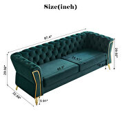 Gold trim diamond tufted pattern green velvet fabric sofa by La Spezia additional picture 3