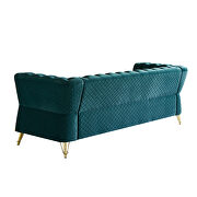 Gold trim diamond tufted pattern green velvet fabric sofa by La Spezia additional picture 7
