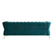 Gold trim diamond tufted pattern green velvet fabric sofa by La Spezia additional picture 8