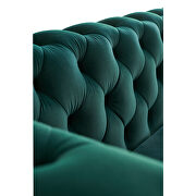 Gold trim diamond tufted pattern green velvet fabric sofa by La Spezia additional picture 9