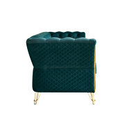 Gold trim diamond tufted pattern green velvet fabric sofa by La Spezia additional picture 10