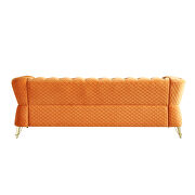 Gold trim diamond tufted pattern orange velvet fabric sofa by La Spezia additional picture 4