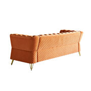 Gold trim diamond tufted pattern orange velvet fabric sofa by La Spezia additional picture 6