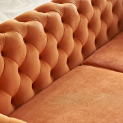 Gold trim diamond tufted pattern orange velvet fabric sofa by La Spezia additional picture 7