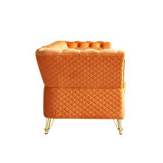 Gold trim diamond tufted pattern orange velvet fabric sofa by La Spezia additional picture 8
