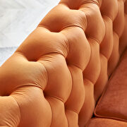Gold trim diamond tufted pattern orange velvet fabric sofa by La Spezia additional picture 9