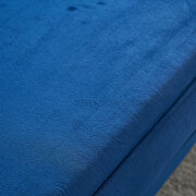 Gold trim diamond tufted pattern navy blue velvet fabric sofa by La Spezia additional picture 4