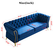 Gold trim diamond tufted pattern navy blue velvet fabric sofa by La Spezia additional picture 7