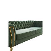 Gold trim diamond tufted pattern mint green velvet fabric sofa by La Spezia additional picture 2