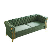 Gold trim diamond tufted pattern mint green velvet fabric sofa by La Spezia additional picture 12