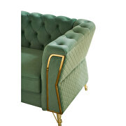 Gold trim diamond tufted pattern mint green velvet fabric sofa by La Spezia additional picture 13