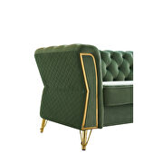 Gold trim diamond tufted pattern mint green velvet fabric sofa by La Spezia additional picture 3